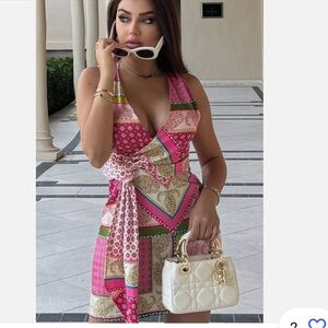 ZARA PATCHWORK PRINT DRESS